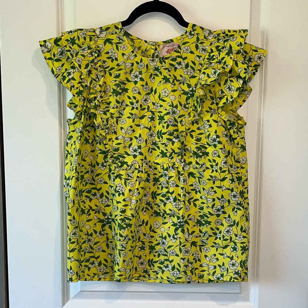 Banjanan Yellow Floral Ruffle Sleeve Blouse